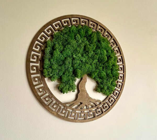 Machový obraz - Strom života s ornamentom - Palisander Veľkosť rámu: 20cm