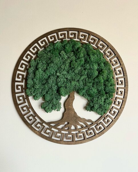 Machový obraz - Strom života s ornamentom - Palisander Veľkosť rámu: 20cm