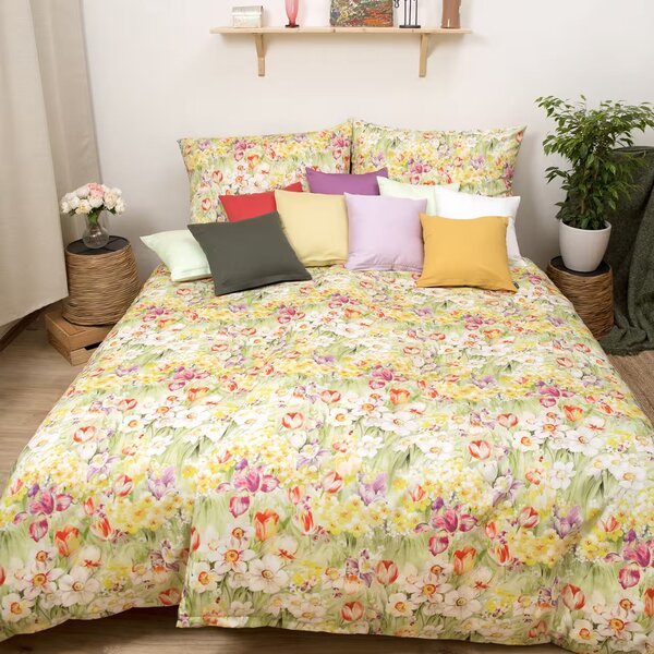 Obliečky SATÉN DESIGN spring dream pestrá bežný 1x paplón 140x200 + 1x vankúš 70x90 cm