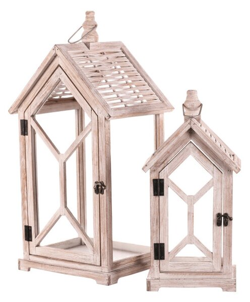 Set dvoch drevených lampášov biely DA209 WT (2 ks)