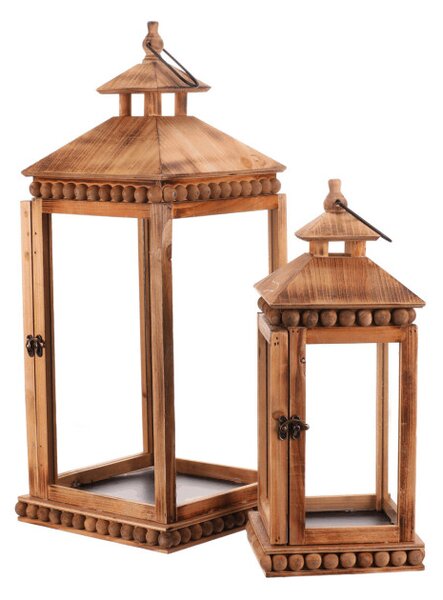 Set dvoch drevených lampášov hnedý DA211 BR (2 ks)
