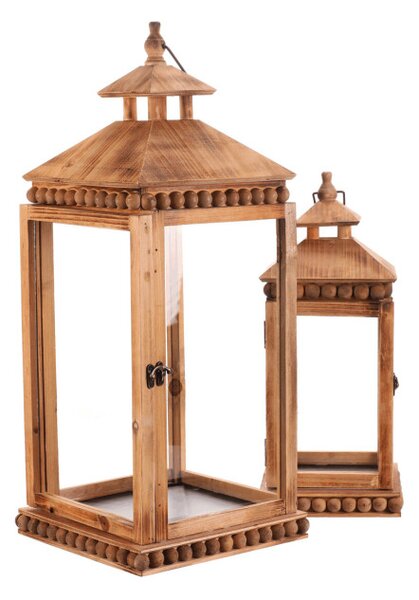 Set dvoch drevených lampášov hnedý DA211 BR (2 ks)