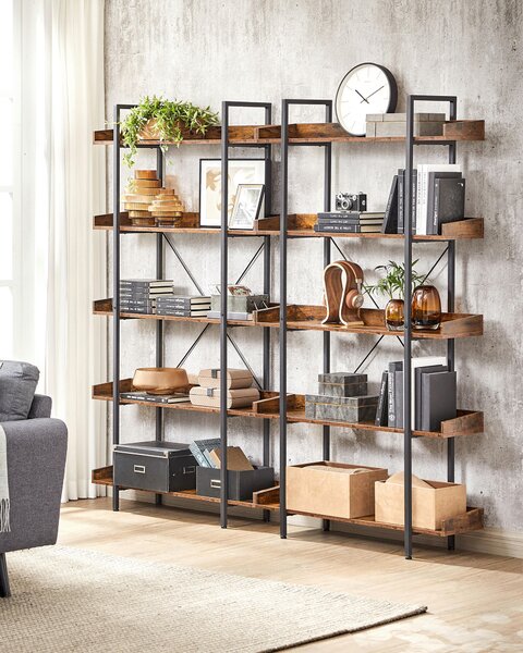 REGÁL, hnedá, čierna, oceľ, 100/178/28 cm Boxxx - Regály, Online Only