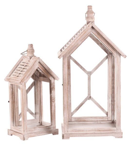 Set dvoch drevených lampášov biely DA209 WT (2 ks)