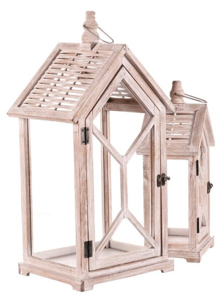 Set dvoch drevených lampášov biely DA209 WT (2 ks)
