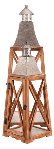 Set dvoch drevených lampášov hnedý DA207 (2 ks)