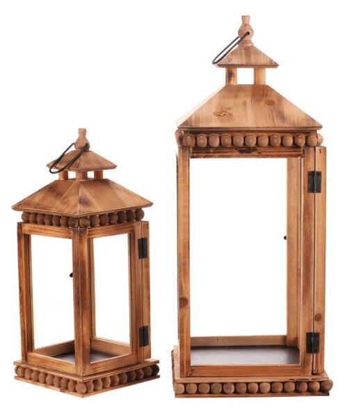 Set dvoch drevených lampášov hnedý DA211 BR (2 ks)