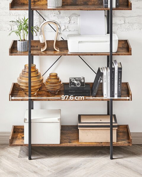 REGÁL, hnedá, čierna, oceľ, 100/178/28 cm Boxxx - Regály, Online Only