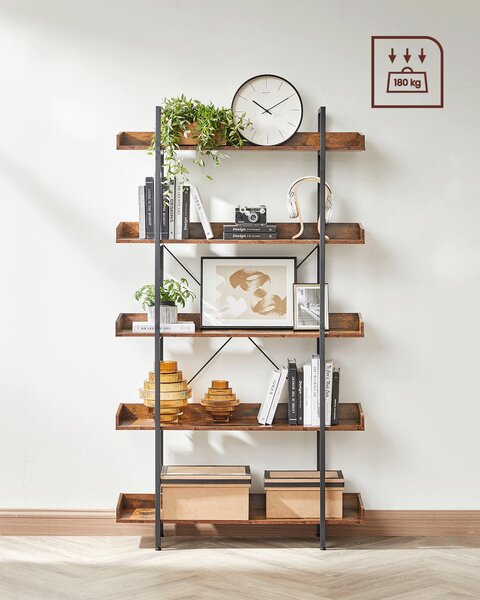 REGÁL, hnedá, čierna, oceľ, 100/178/28 cm Boxxx - Regály, Online Only