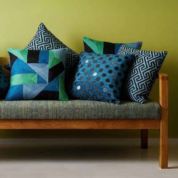 Dekoračný návlek SOFAS kristal aqua čierna 45x45 cm