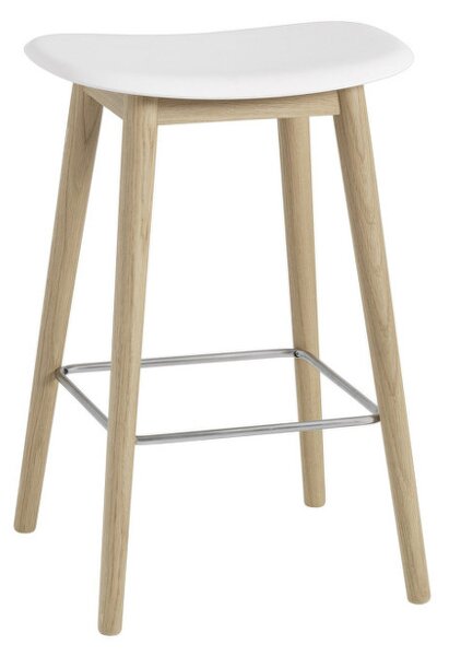 Muuto Barová stolička Fiber Stool 65cm, Wood base, natural white/oak