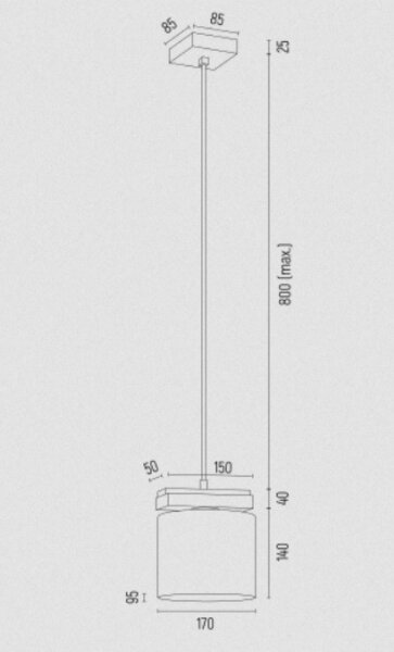 Argon 8276 - Luster na lanku CANOA 1xE27/15W/230V čierna
