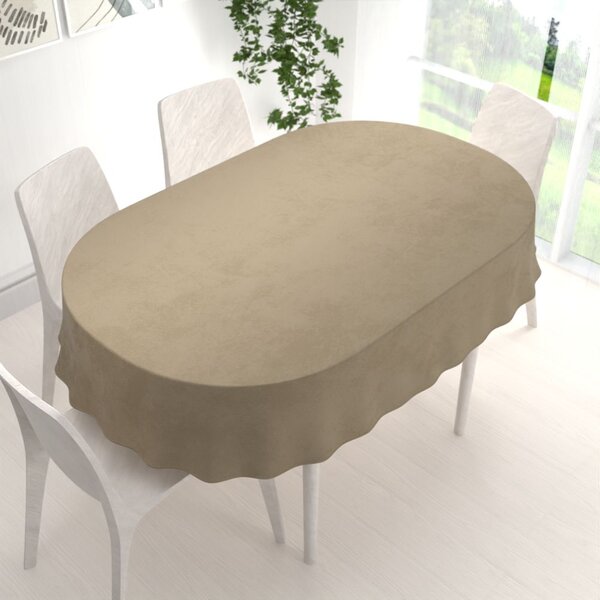 Biante Zamatový oválny obrus Velvet Prémium SVP-026 Kávovo béžový 100x140 cm