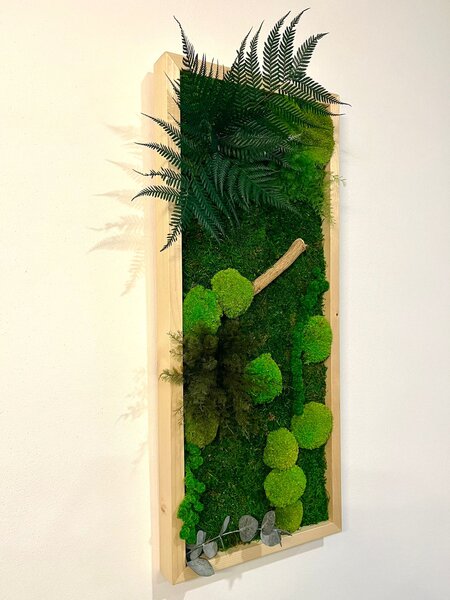 Machový obraz s rastlinami 3D Druh rámu: 90x30cm