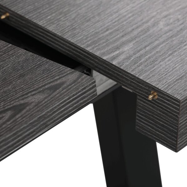 Jedálenský stôl 160x90 cm, rozkladací HT-R5624 GREY dub sivý / čierne nohy