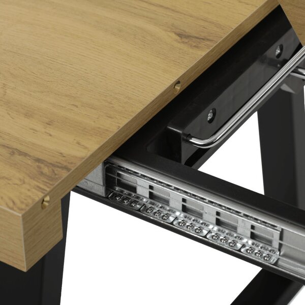 Jedálenský stôl 160x90 cm, rozkladací HT-R5624 OAK dub / čierne nohy