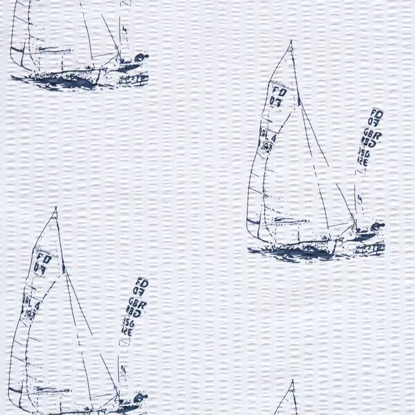 Obliečky KREP lode biela modrá bežný 1x paplón 140x200 + 1x vankúš 70x90 cm
