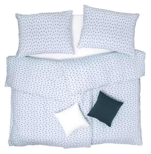 Obliečky JERSEY kotvičky detský 1x paplón 90x135 + 1x vankúš 45x65 cm