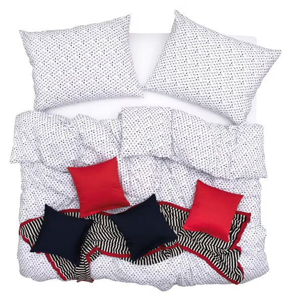 Obliečky KLASIK navy biela modrá bežný 1x paplón 140x200 + 1x vankúš 70x90 cm