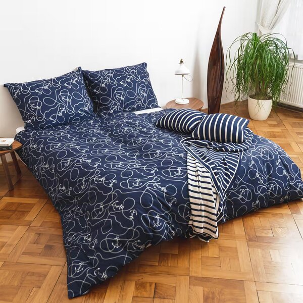 Obliečky KLASIK DESIGN anchor bežný 1x paplón 140x200 + 1x vankúš 70x90 cm