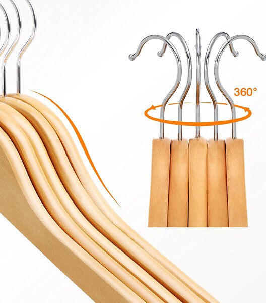 SONGMICS Drevené ramienko prírodné 44 cm 20 ks