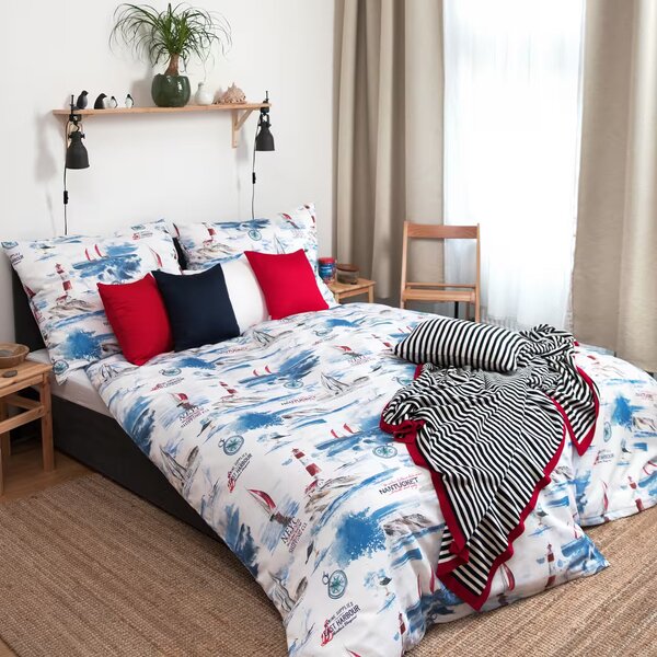 Obliečky SATÉN DESIGN sailing bežný 1x paplón 140x200 + 1x vankúš 70x90 cm