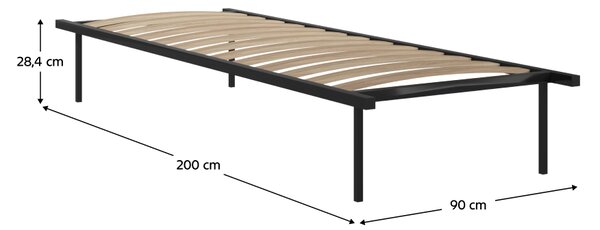 KONDELA Samonosný rošt, 90x200, čierna, kov/breza, KENTAK