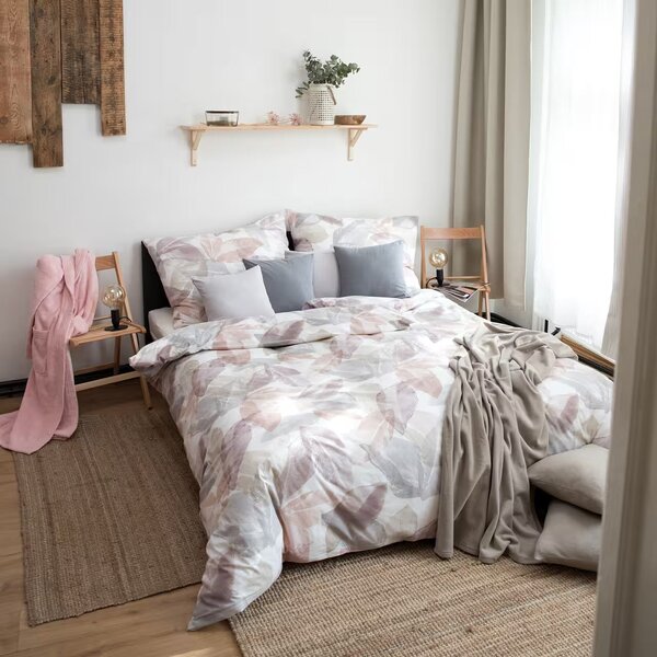 Obliečky KLASIK SOFT listy Štandardný 1x paplón 140x200 + 1x vankúš 70x90 cm