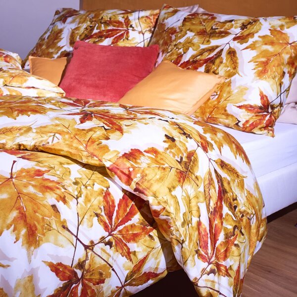 Obliečky SATÉN DESIGN leaves bežný 1x paplón 140x200 + 1x vankúš 70x90 cm