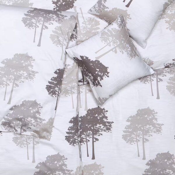 Obliečky SATÉN DESIGN forest béžová sivá bežný 1x paplón 140x200 + 1x vankúš 70x90 cm
