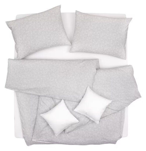 Obliečky SATÉN PLUS mini štvorce svetlá sivá bežný 1x paplón 140x200 + 1x vankúš 70x90 cm