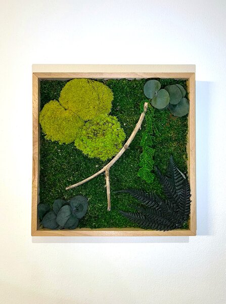 Machový obraz s rastlinami 3D - štvorec Veľkosť: 60x60cm