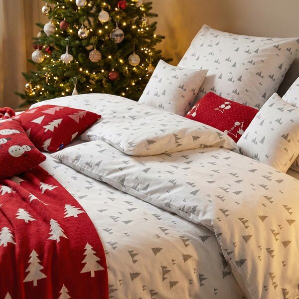 Obliečky FLANEL stromčeky bežný 1x paplón 140x200 + 1x vankúš 70x90 cm