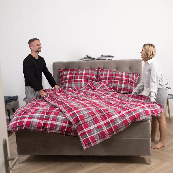 Obliečky FLANEL kocka bežný 1x paplón 140x200 + 1x vankúš 70x90 cm