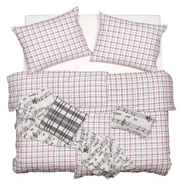 Obliečky KLASIK SOFT káro červená bežný 1x paplón 140x200 + 1x vankúš 70x90 cm