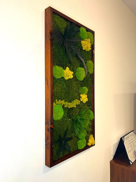 Machový obraz s rastlinami 3D dark Druh rámu: 90x30cm