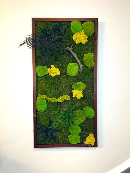 Machový obraz s rastlinami 3D dark Druh rámu: 90x30cm