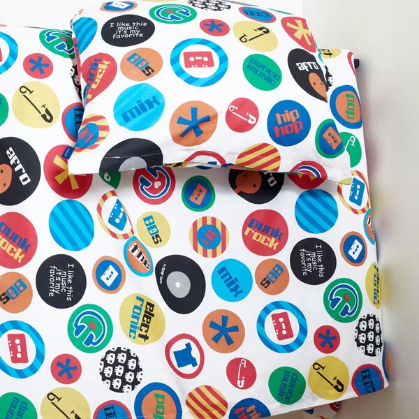Obliečky KLASIK DESIGN music farebná bežný 1x paplón 140x200 + 1x vankúš 70x90 cm