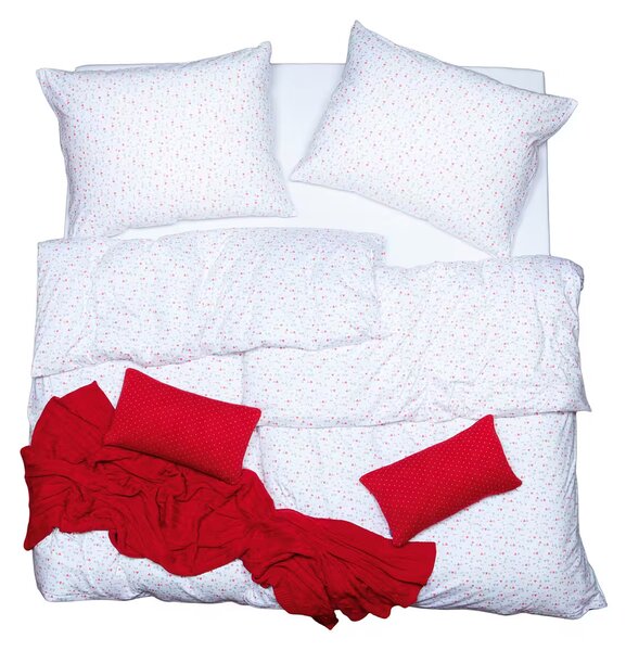 Obliečky JERSEY srdiečka detský 1x paplón 90x135 + 1x vankúš 45x65 cm