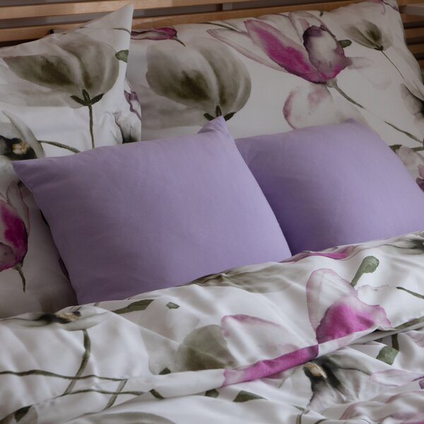 Obliečky SATÉN DESIGN magnolia biela ružová bežný 1x paplón 140x200 + 1x vankúš 70x90 cm