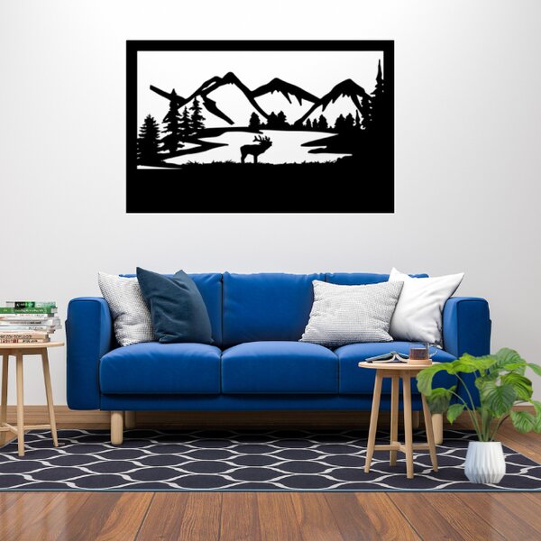 Obraz - zavýjajúci los v horskej krajine Veľkosť rámu: 49x32cm