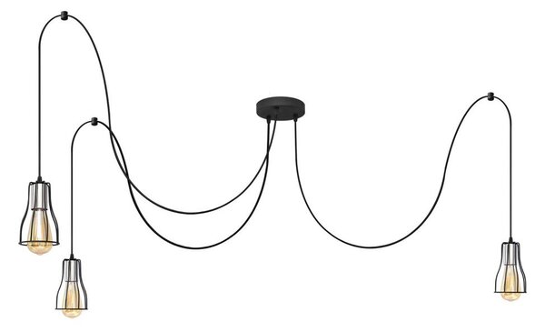 Luster na lanku TUBE LONG 3xE27/15W/230V čierna/chróm