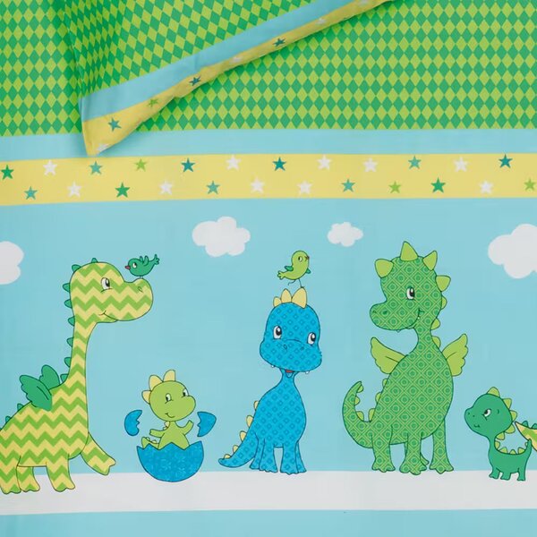 Obliečky KLASIK happy dino bežný 1x paplón 140x200 + 1x vankúš 70x90 cm