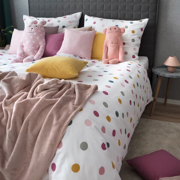 Obliečky KLASIK bodky multi bežný 1x paplón 140x200 + 1x vankúš 70x90 cm
