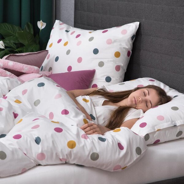 Obliečky KLASIK bodky multi bežný 1x paplón 140x200 + 1x vankúš 70x90 cm