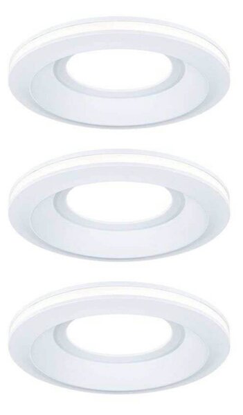 Paulmann Zapustené LED svietidlo Sormus, biele, Ø 10 cm, IP65, 3 ks, Biela / opálová, Kúpeľňa, Plast, Moderný, Zapustené okrúhle