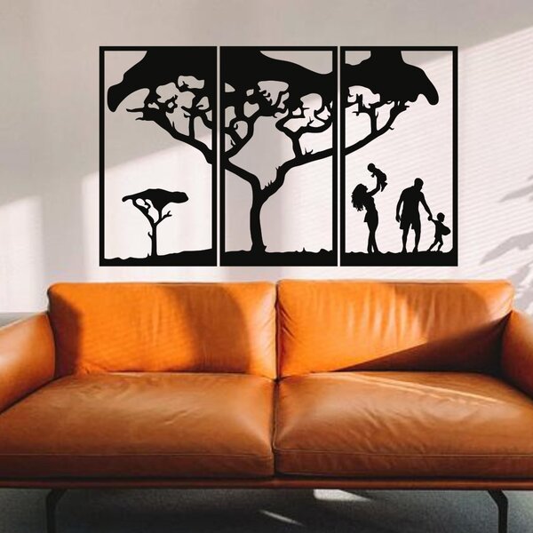 Drevený strom života na stenu - Family - 60x95