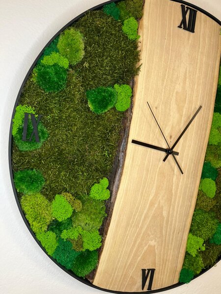 Machové hodiny – Zelený okamih Veľkosť rámu: 40cm