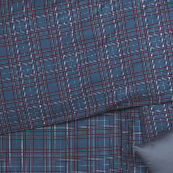 Obliečky KLASIK SOFT kocky modrá bežný 1x paplón 140x200 + 1x vankúš 70x90 cm