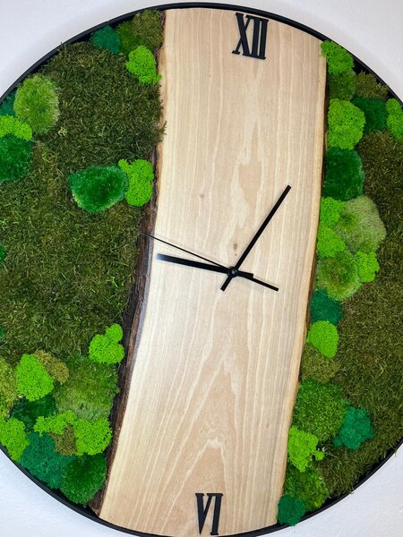 Machové hodiny – Zelený okamih Veľkosť rámu: 40cm